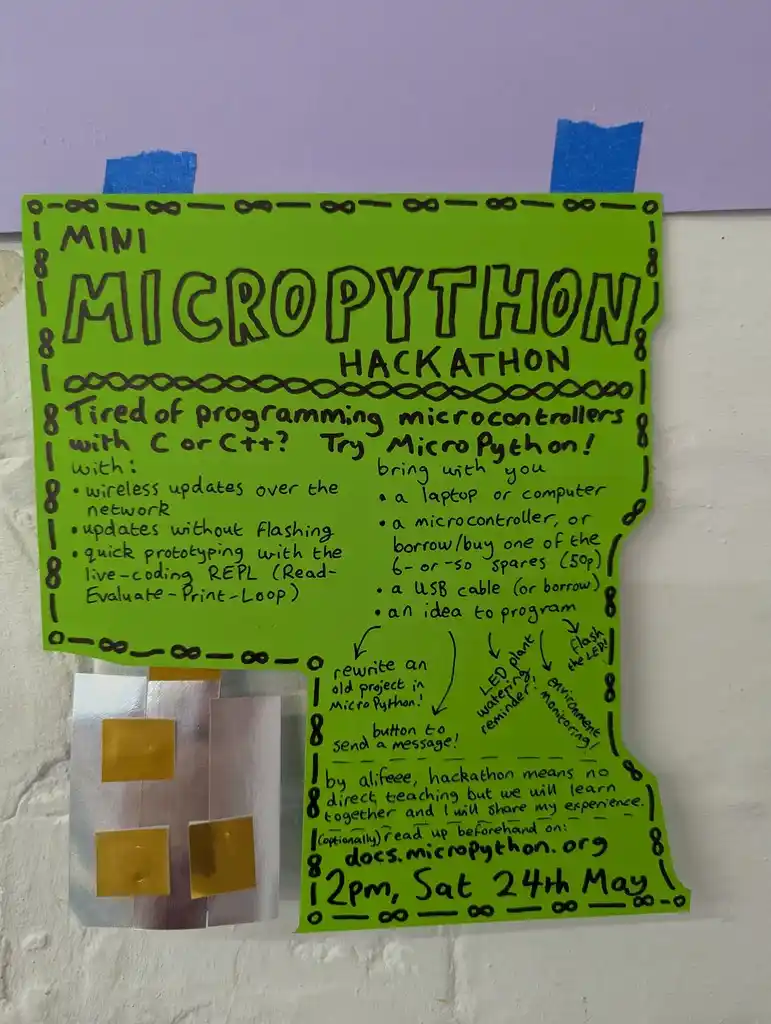picture of poster of micropython hackathon