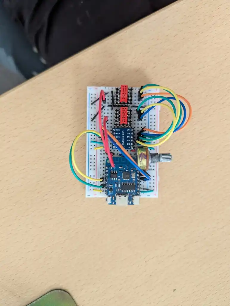 picture of breadboard with wires and components