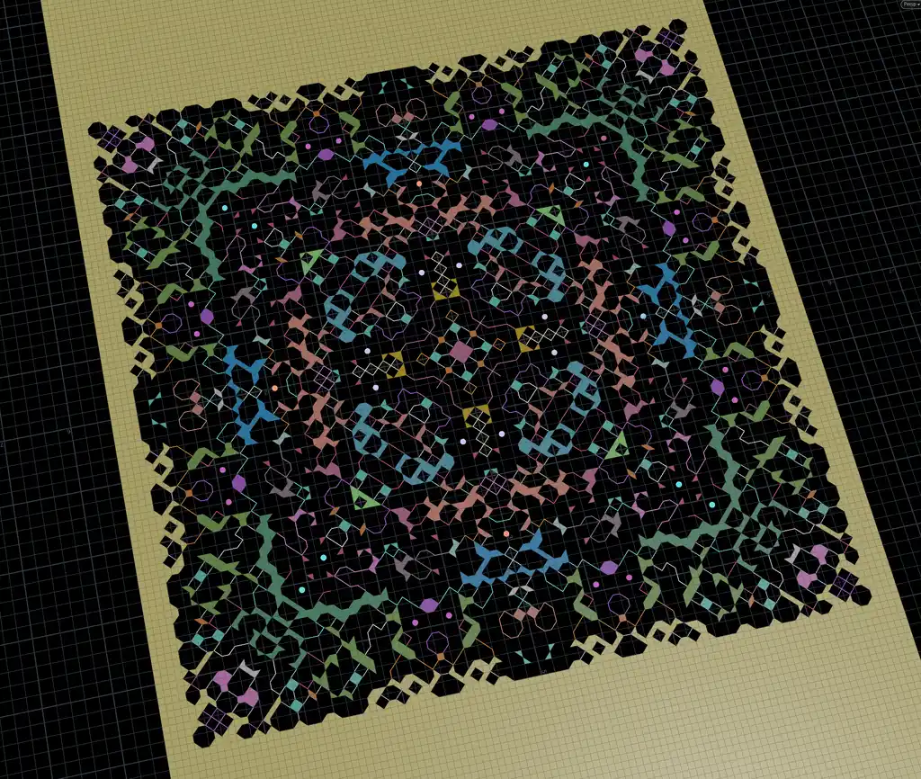 picture of abstract shapes and colours on flat plane
