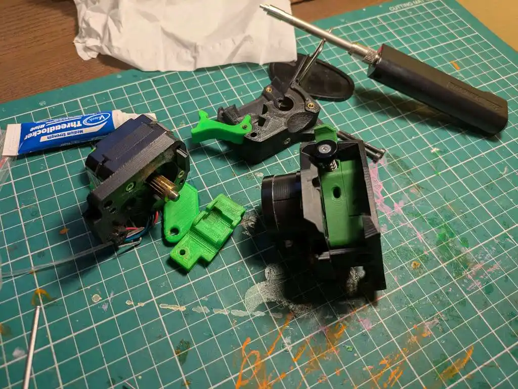 picture of disassembled 3D printer extrusion head