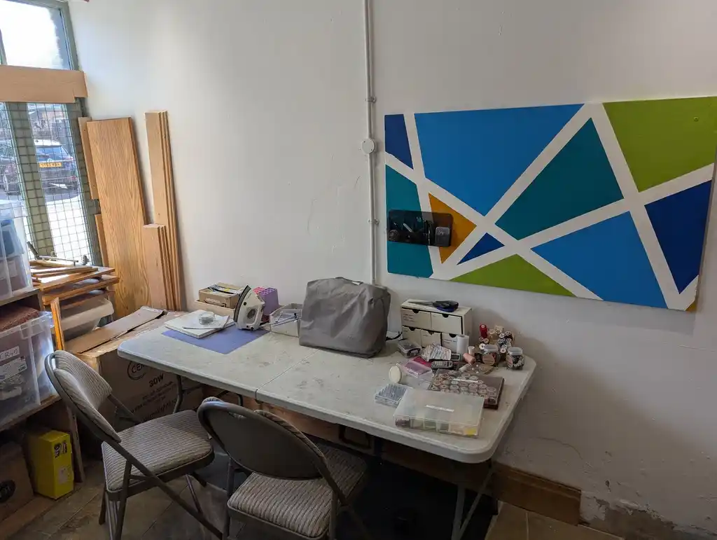picture of a room with fully-painted board on the wall