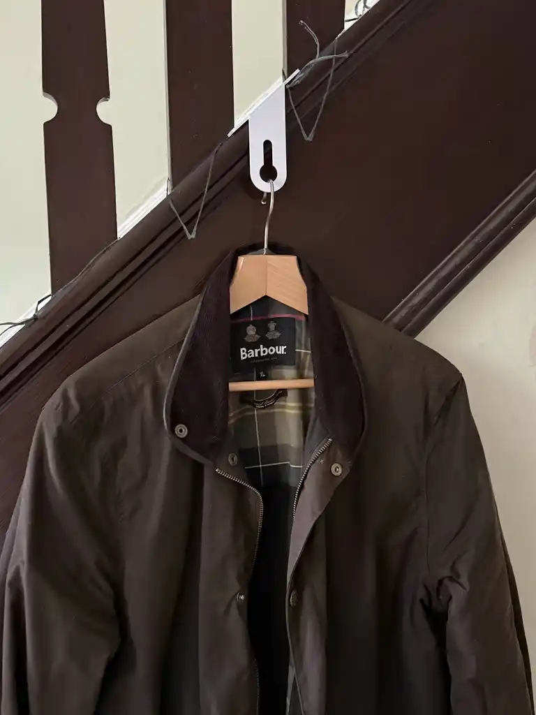 picture of coat hanging on 3D printed coat hooks