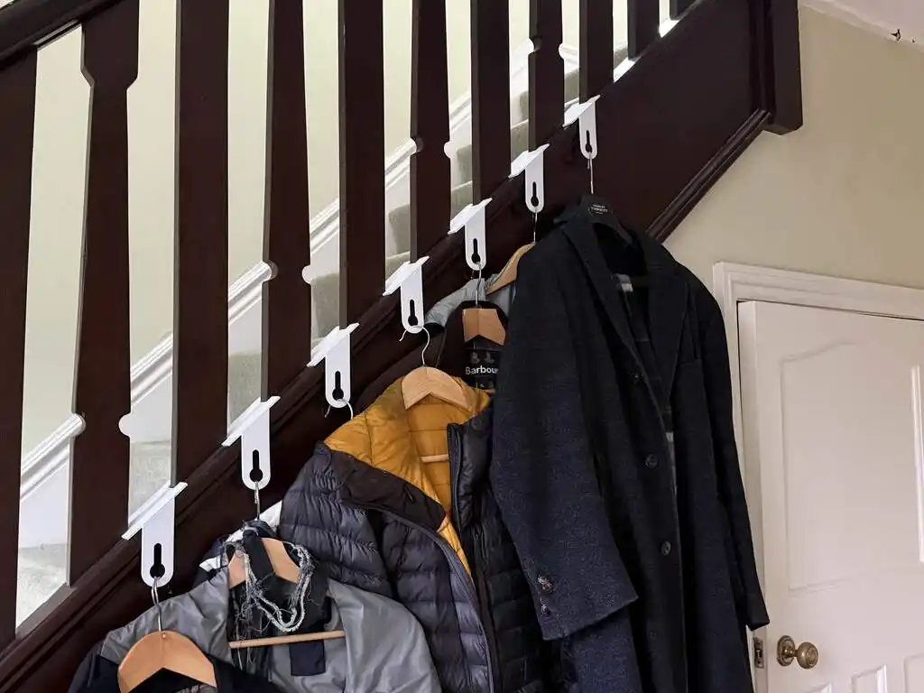 picture of coats hanging on 3D printed coat hooks