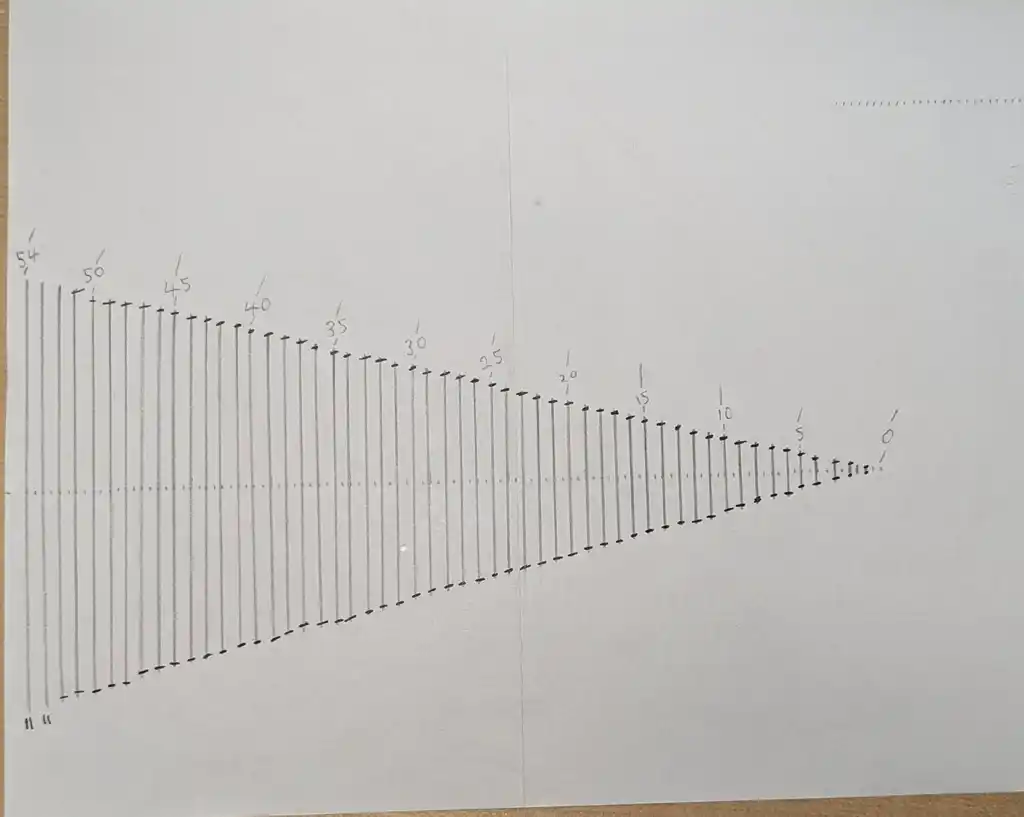 picture of a design to fold a triangle shape, which is a long triangle with many lines