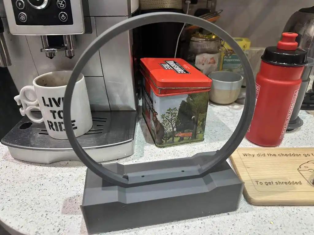 picture of 3D printed lamp assembly, unassembled