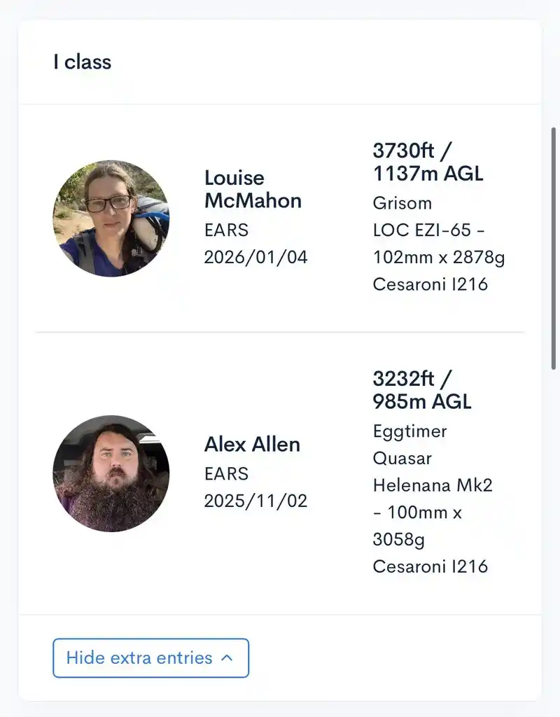 screenshot of rocket platform showing awards